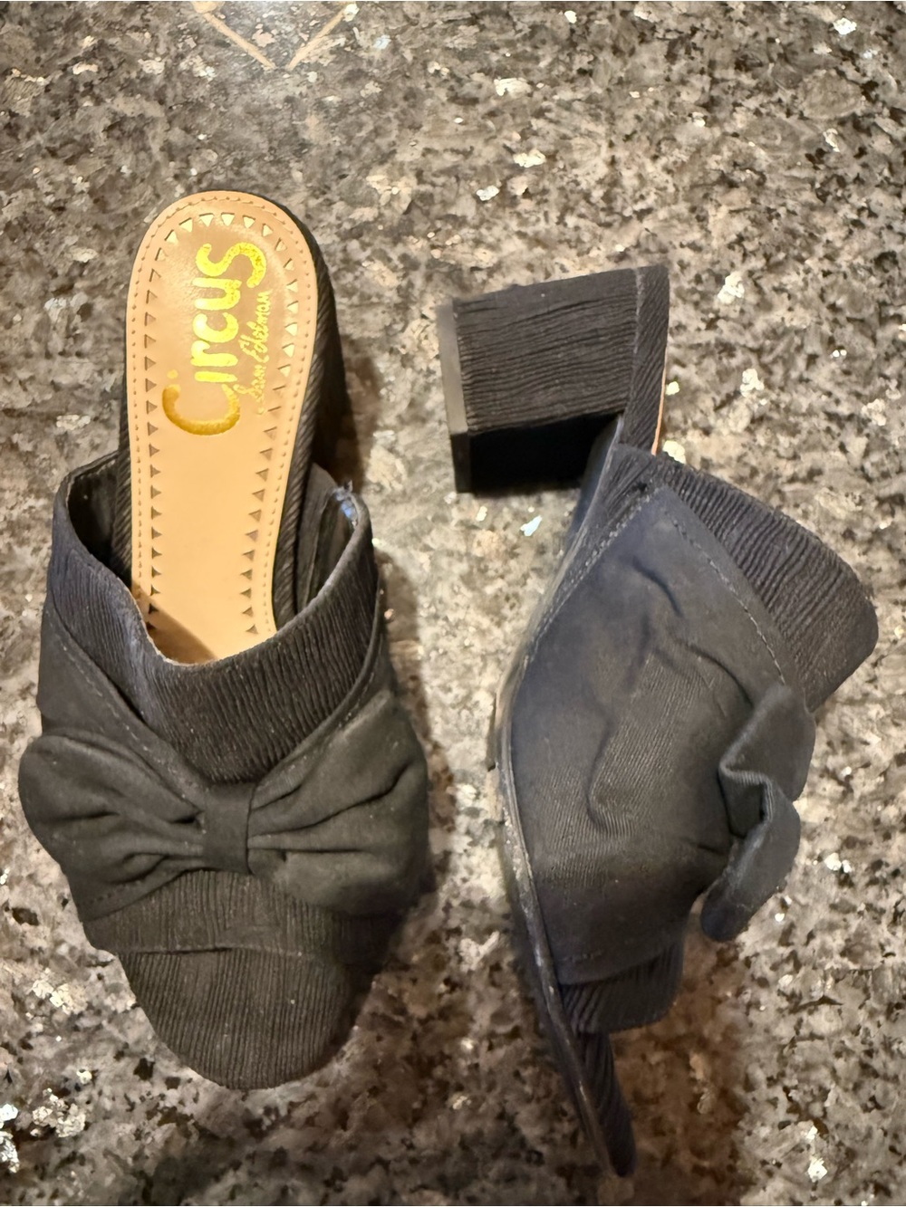 Circus by Sam Edelman Black Bow Block Heel Mules